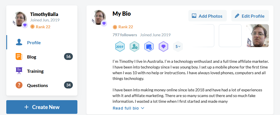 Timothy Balla Wealthy Affiliate Profile