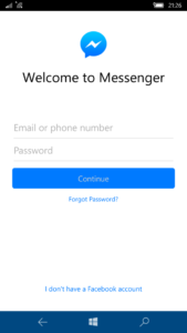 Messenger Mobile App Login Screen