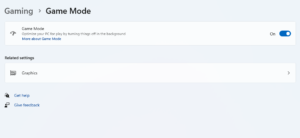Windows Game Mode Settings